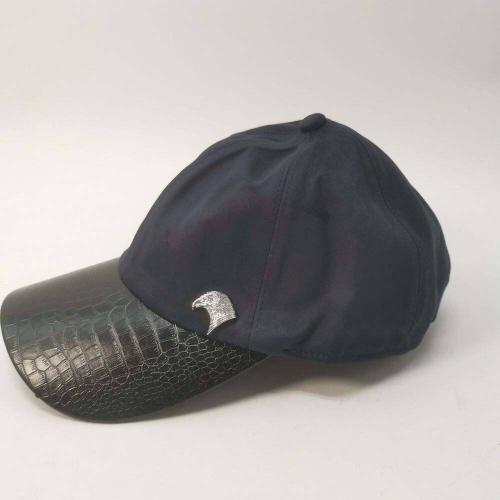 Stefano Ricci Navy and Black Croc-Print Bill Baseball Cap